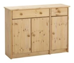 Kommode LYNE 2 Schubladen 3 TĂŒren Gebeizte Kiefer