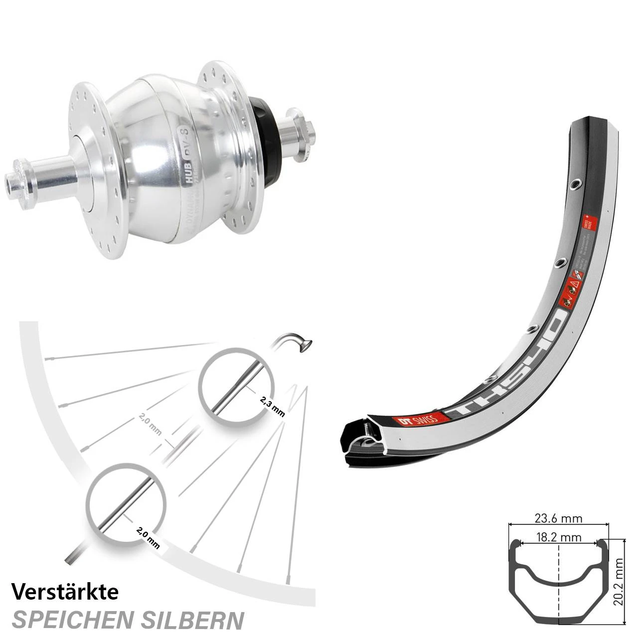 Dt-swiss 28 Zoll Vorderrad Mit Nabendynamo DT Swiss TK 540 Shutter Precision PV-8 Schwarz 3 Dt-swiss 28 Zoll Vorderrad Mit Nabendynamo DT Swiss TK 540 Shutter Precision PV-8 Schwarz