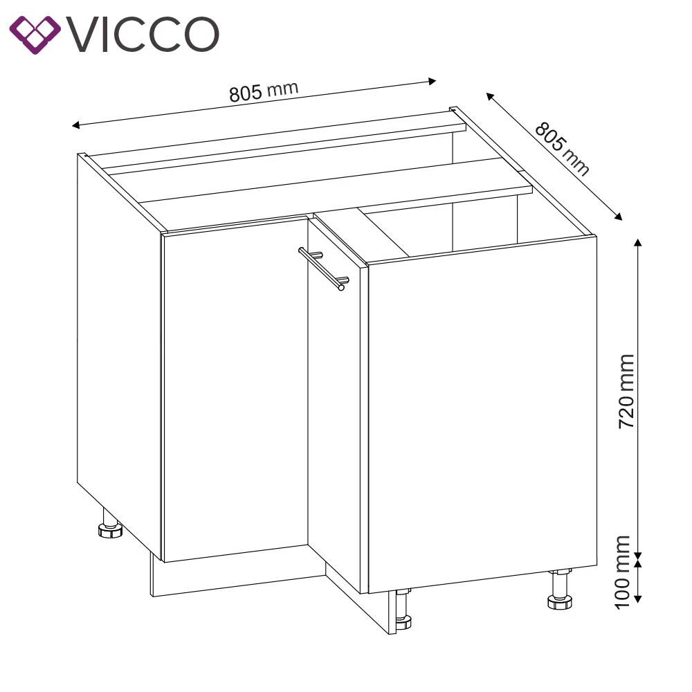 VICCO Eckunterschrank 87 Cm Weiß Küchenzeile Unterschrank Fame 4 VICCO Eckunterschrank 87 Cm Weiß Küchenzeile Unterschrank Fame – Bild 3
